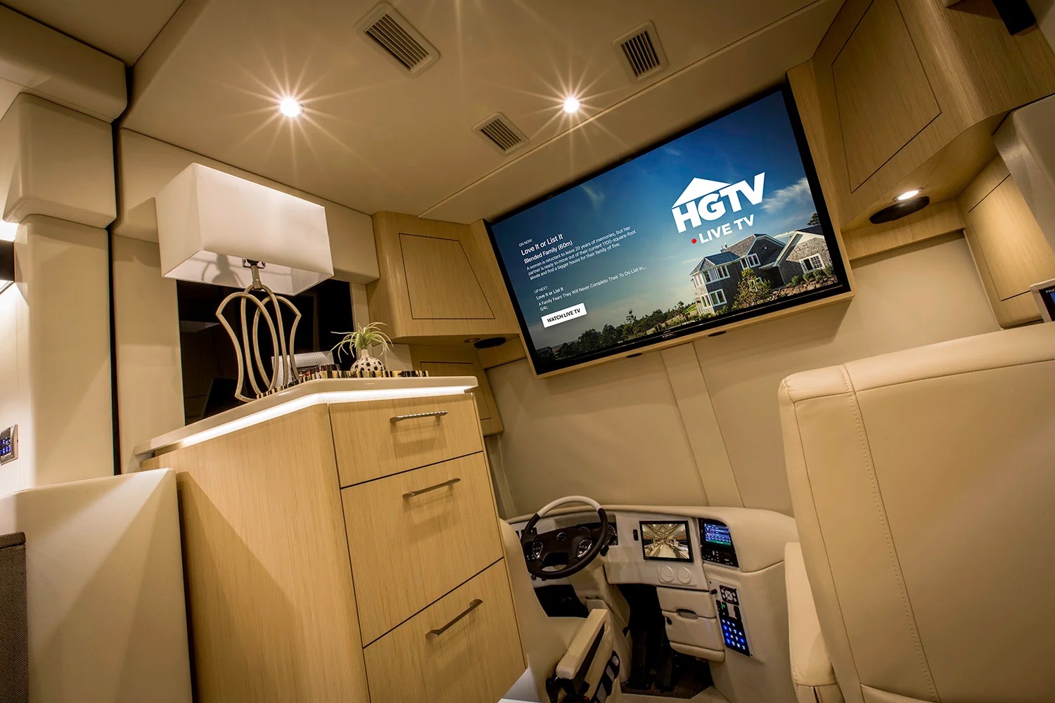 Forward HDTV above cockpit